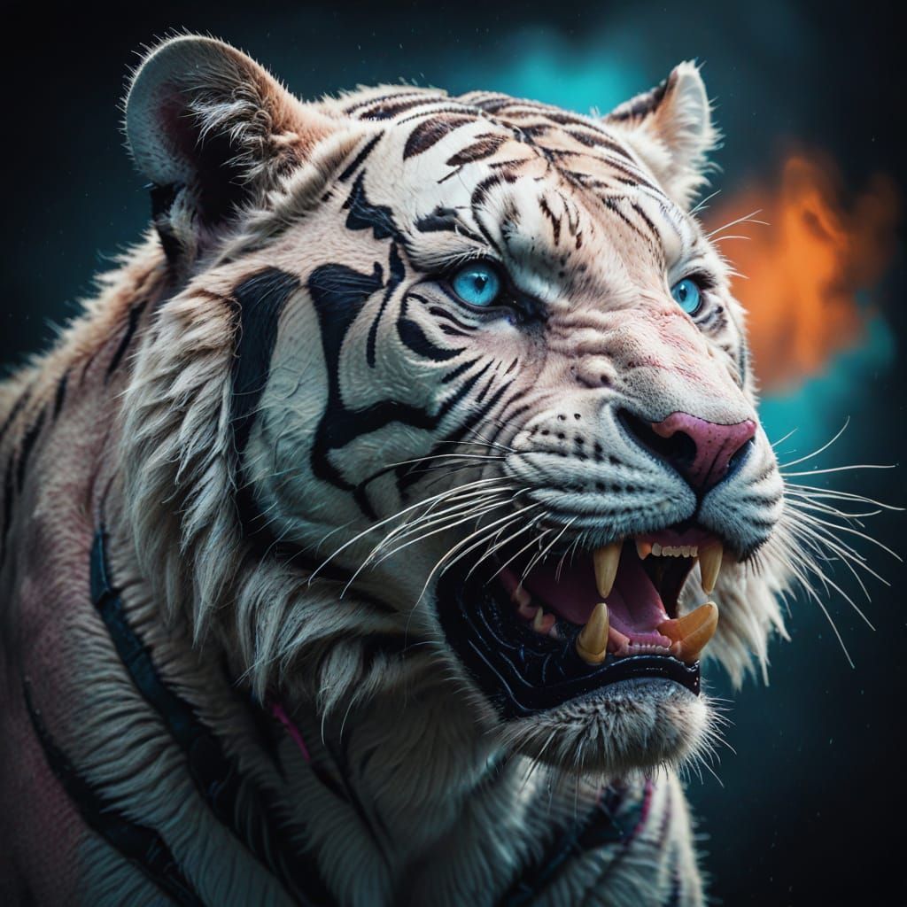 Ethereal White Tigger in Cinematic Film Still