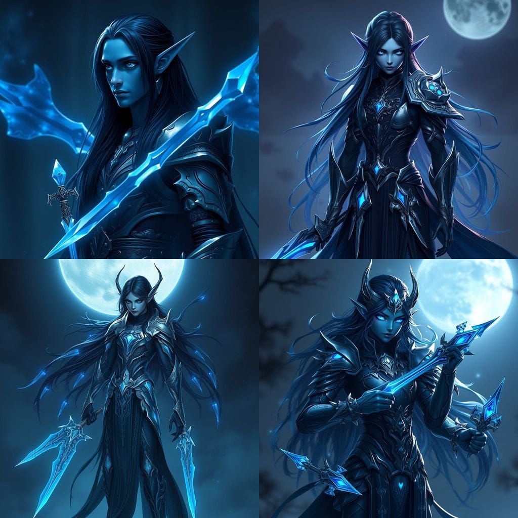 Ethereal Shadow Elf Guardian with Luminescent Glow and Ancie...