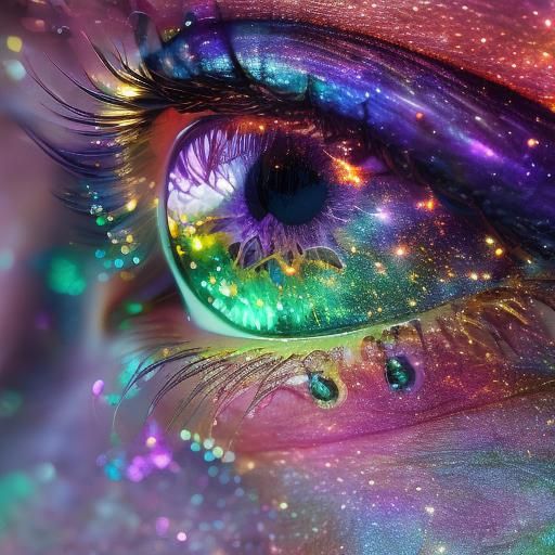 Galactic Eye with Amethyst Border in Digital Painting