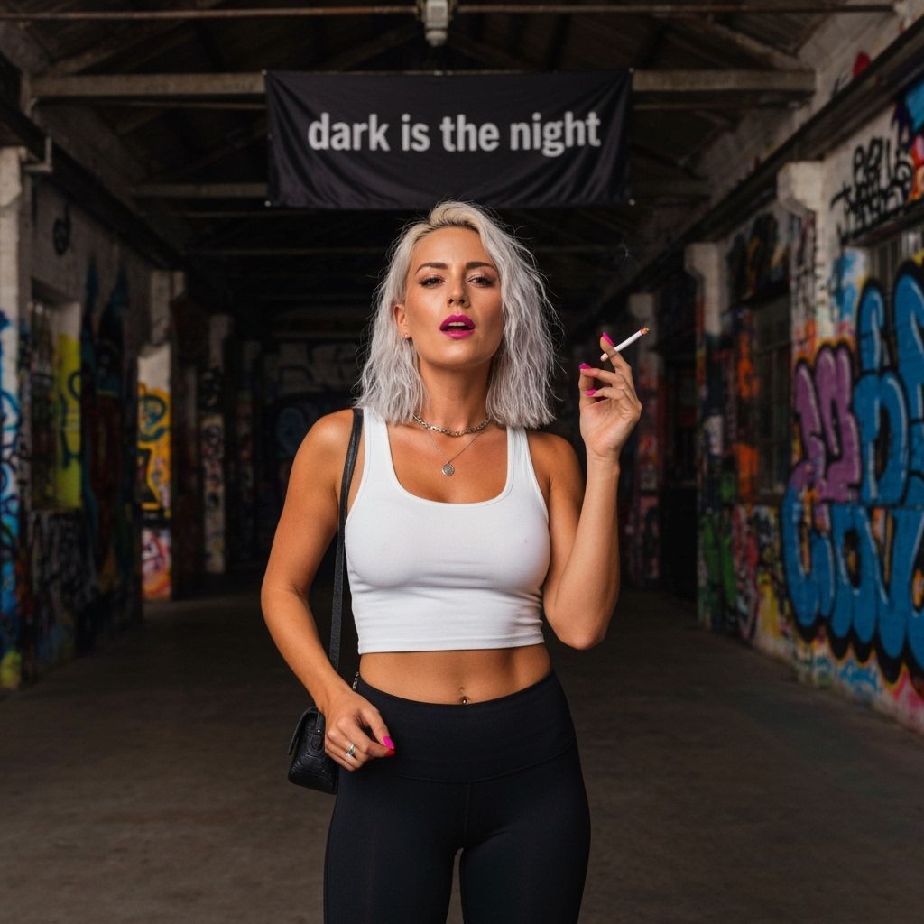 Woman Awaits Guests in Stylish Dance Club, Photorealistic