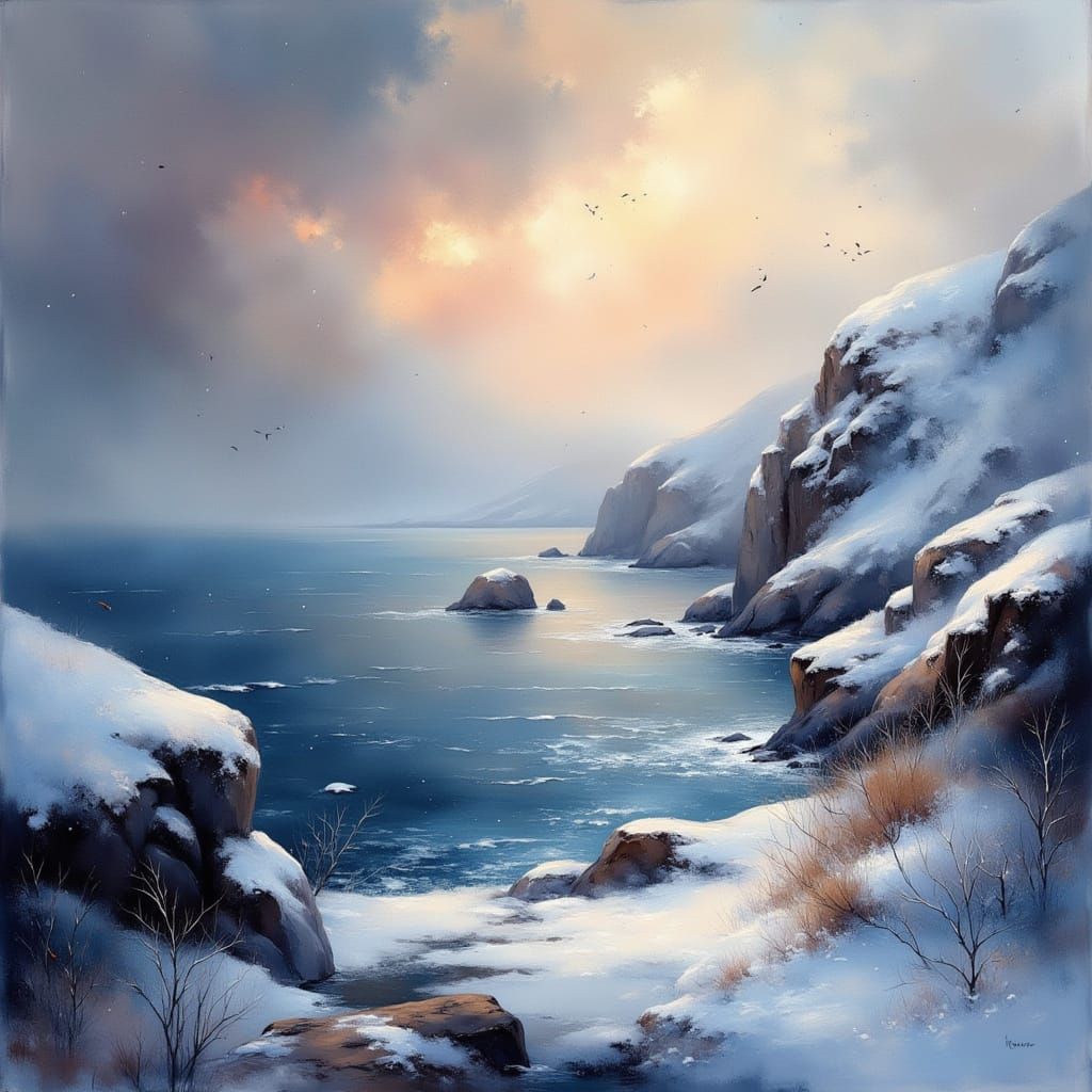 Majestic Scottish Winter Seascape in Digital Matte Painting ...