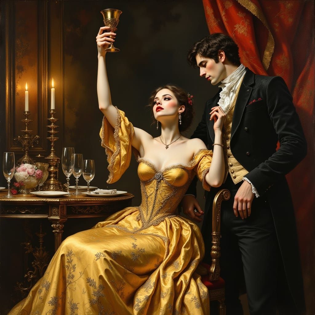 The Enigmatic Queen in Golden Splendor