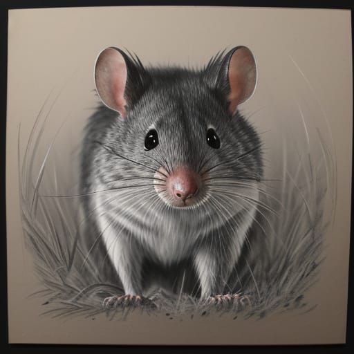 Detailed Charcoal Drawing of a Field Mouse