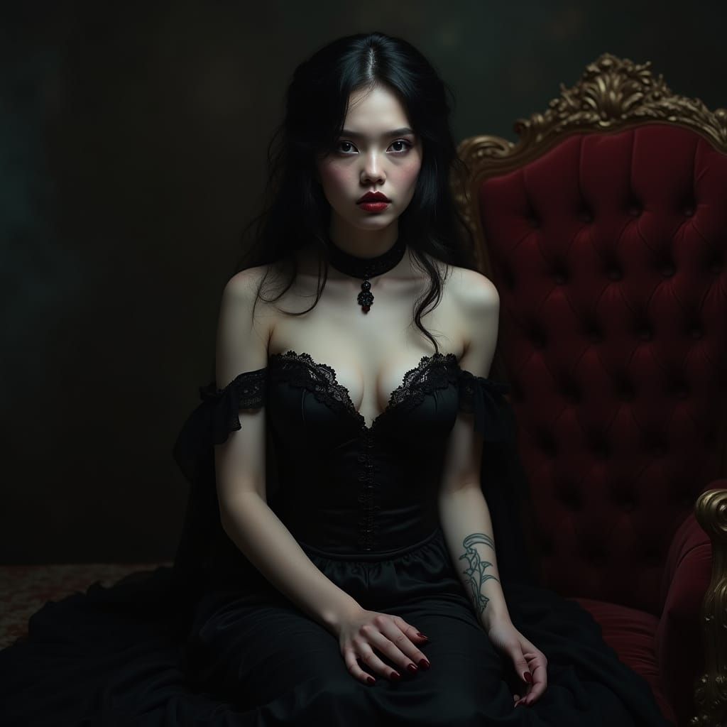 Ethereal Gothic Beauty in Dark Velvety Night
