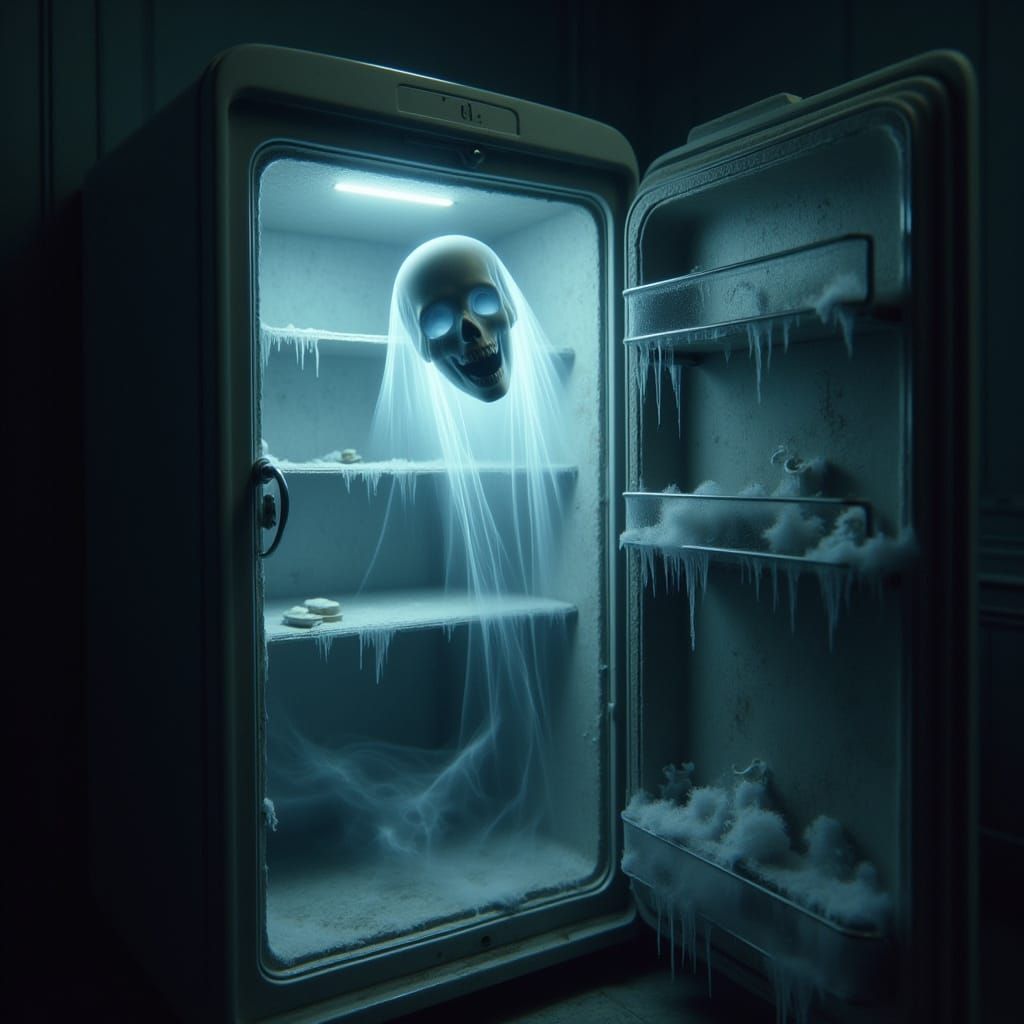 Ethereal Ghost Inside Vintage Refrigerator