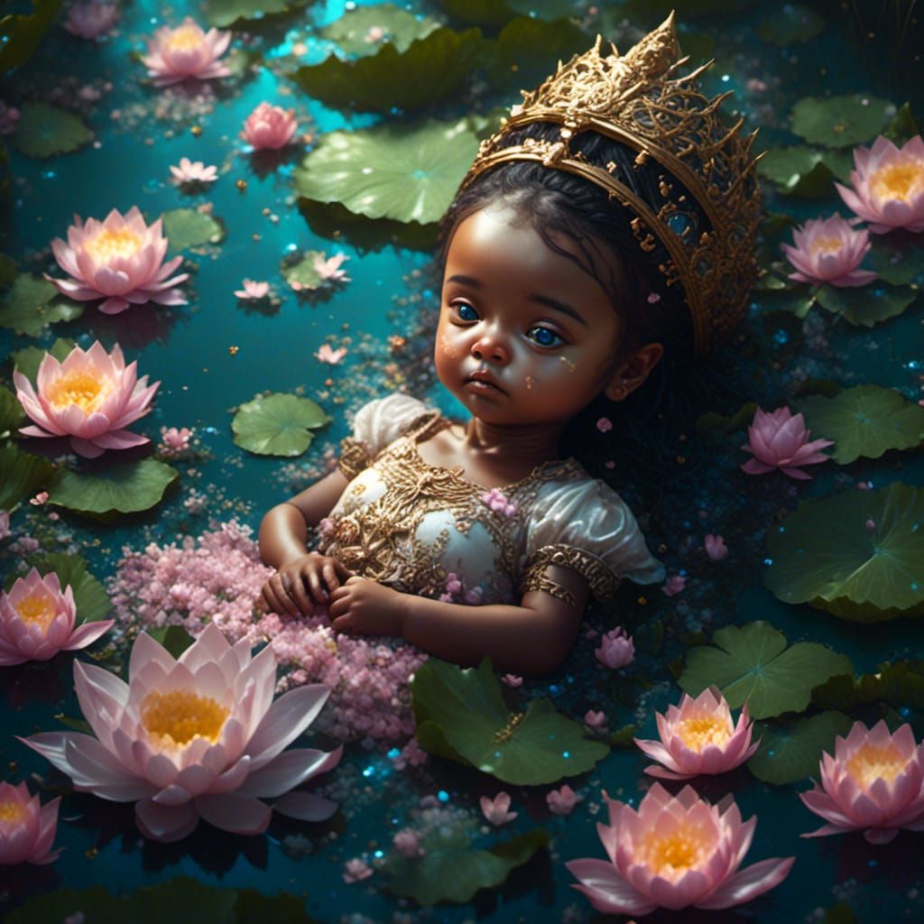Baby in Lotus Flower, Fantasy Art