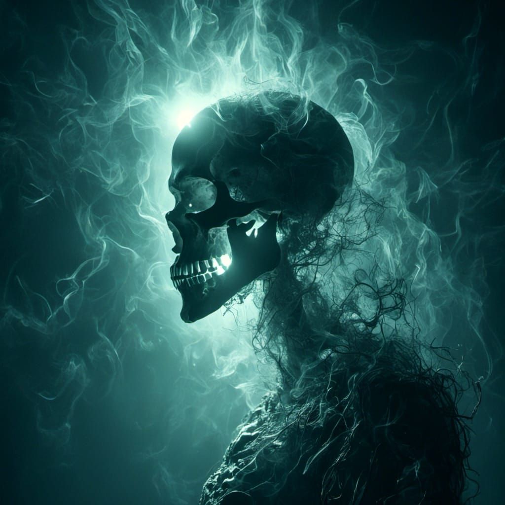 Eerie Vapor Skull in Spectral Light