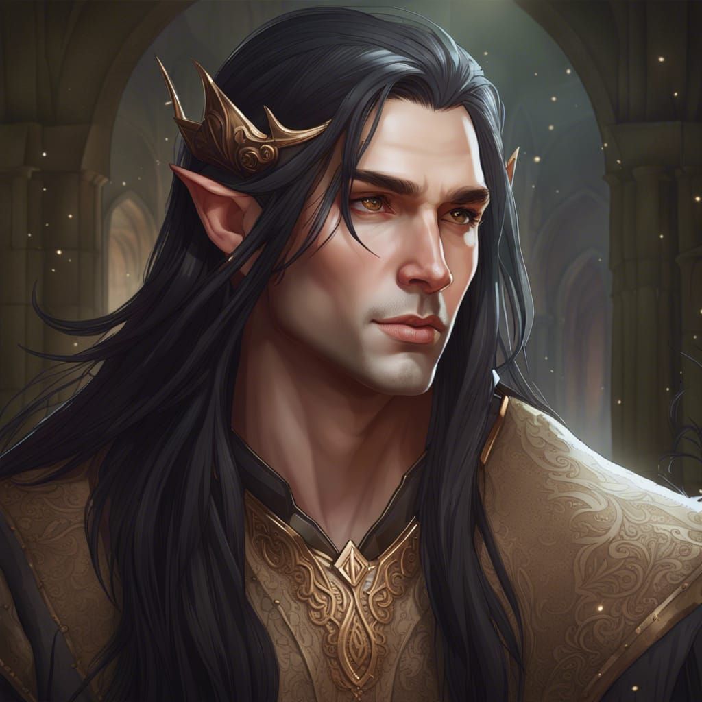 Hyperrealistic Portrait of a Male Fantasy Elf