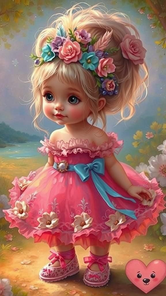 Sweet Baby Girl in Divine Sunlight and Clouds