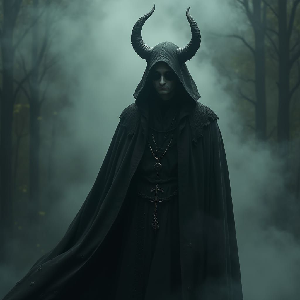 Gothic Vampire Wizard in Mystical Fog