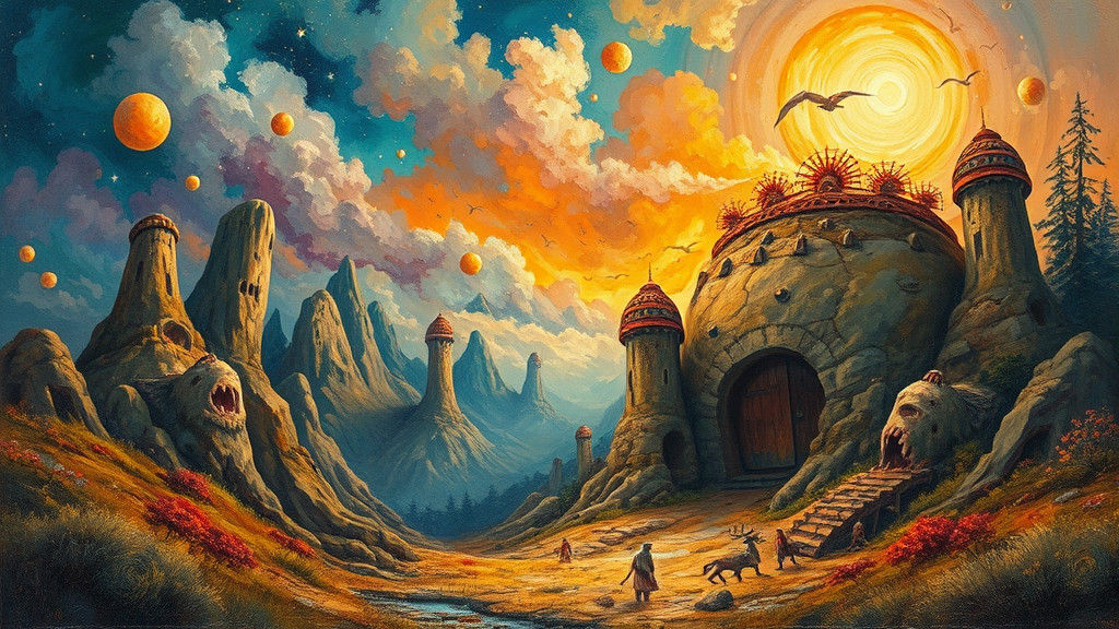 Dreamlike Landscape in Dinotopia Style