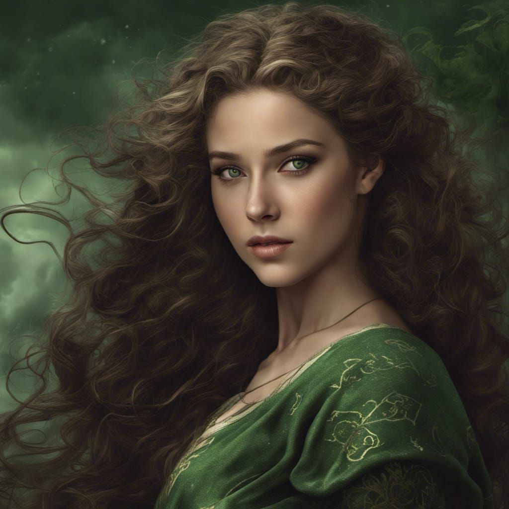 Pretty Celtic Woman in a Fantasy Concept Art
