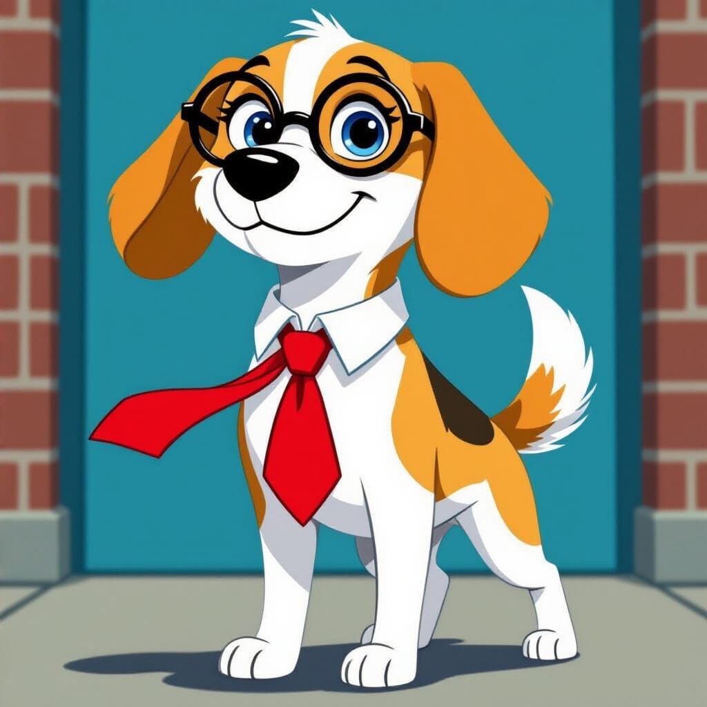 Anthropomorphic Beagle Character in Cartoon Style