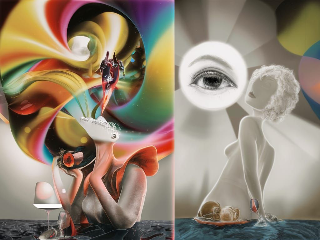 Surreal Shadow Figure in Disjointed Cosmic Room