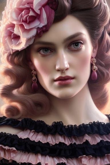 Princess Briar Rose in Rococo Style, Hyperdetailed