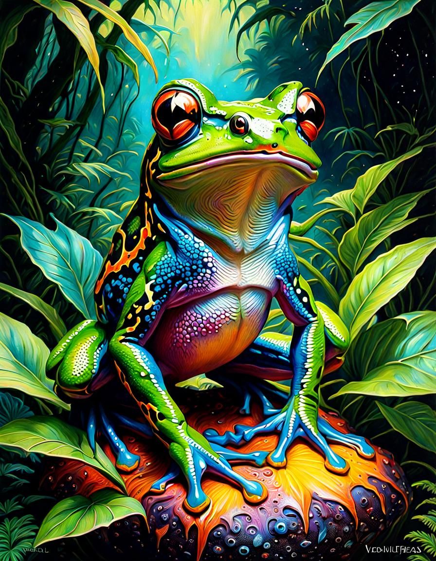 Venomous Jungle Frog in Cosmic Fantasy Style