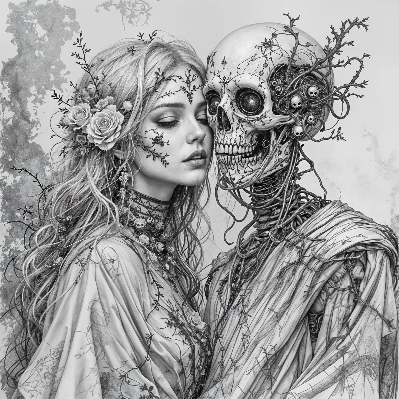 Gothic Surreal Portrait of Life and Decay in Black and White