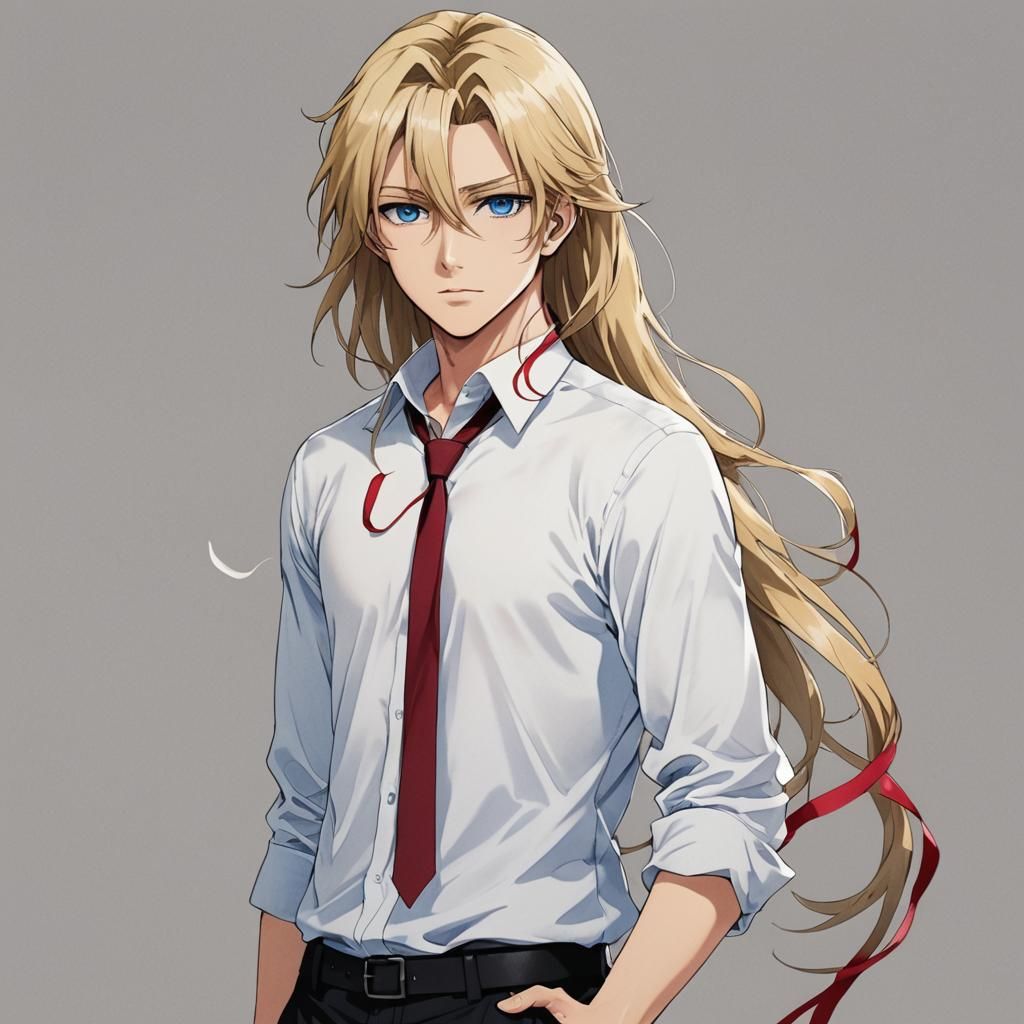 Anime Style Portrait of a Blonde Young Man