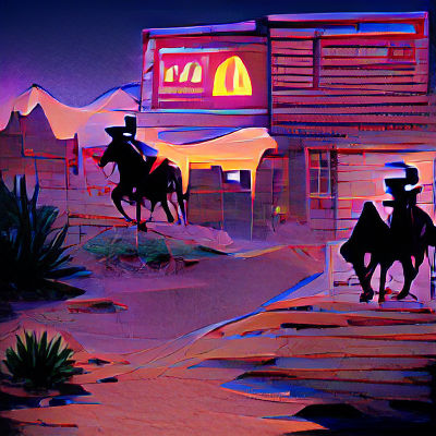 Wild West Town at Night