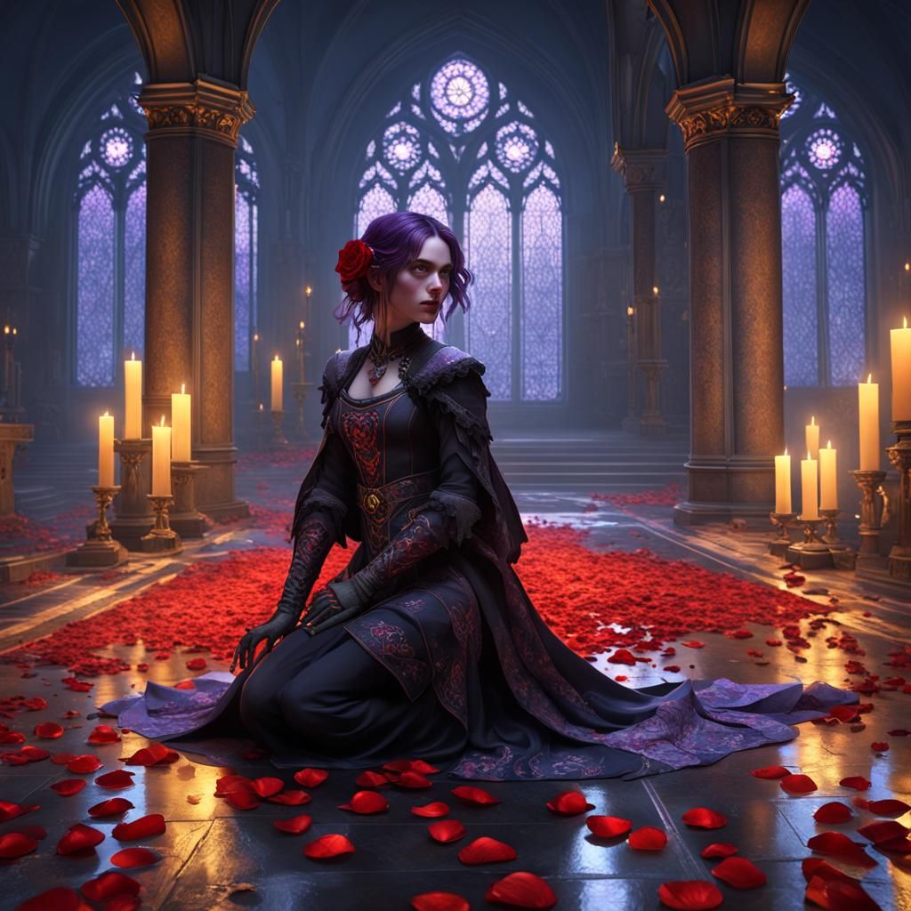 Gothic Woman with Roses, a Digital Masterpiece