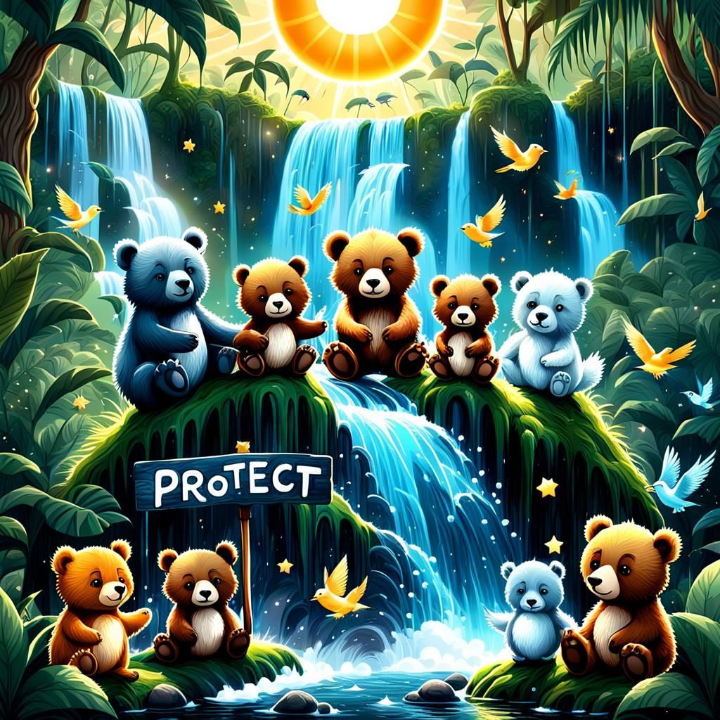 Magical Jungle Scene: Baby Animals Plea for Protection