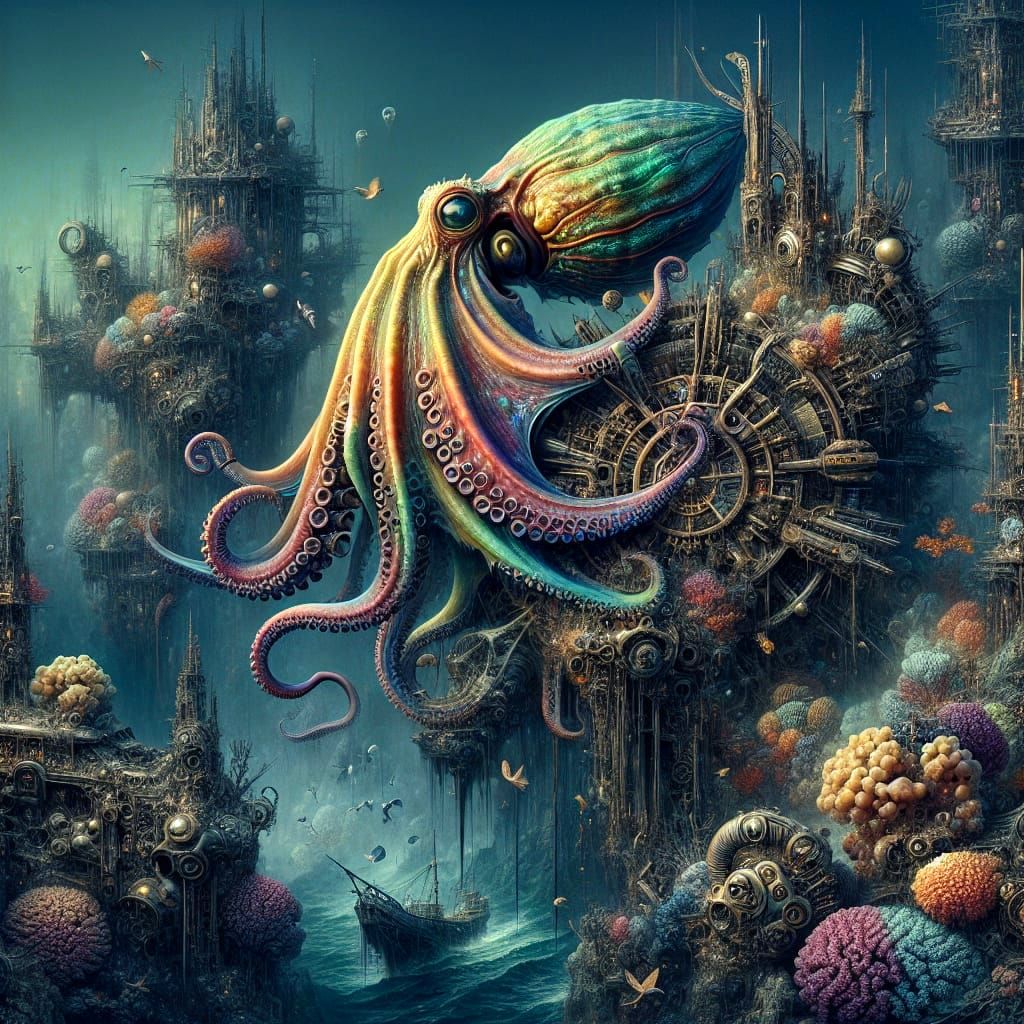 Surreal Baroque Octopus in Grand Renaissance Style