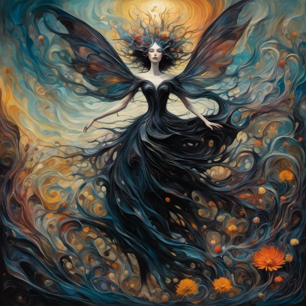 <lora:Dusklings2:1.0> Fairy Elastic flora stretching and twi...