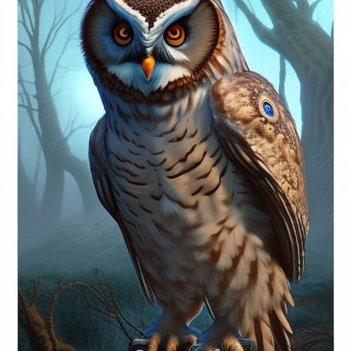 Giant Owl Witches in Comic Book Style