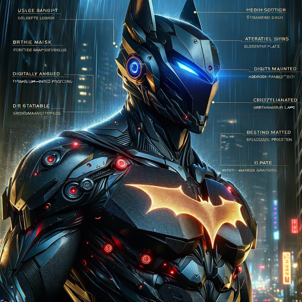 Hyper-Detailed Fusion Knight Suit in Cyberpunk Style