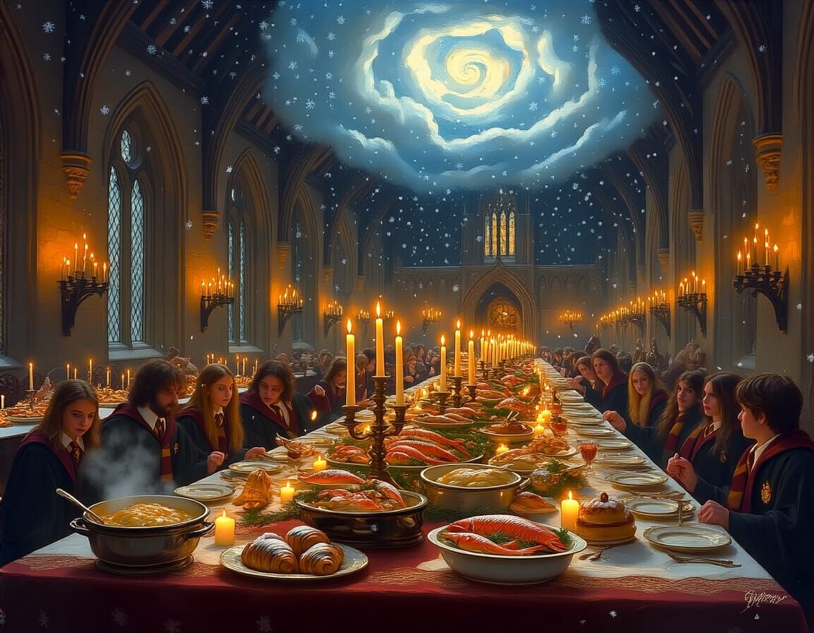 Hogwarts Christmas Feast: Seven Fishes in Great Hall