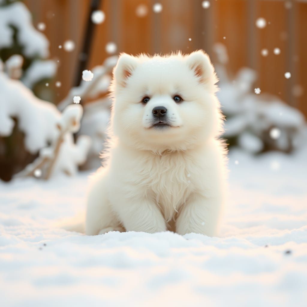 Fluffy Samoyed Puppy's Winter Wonderland Adventure