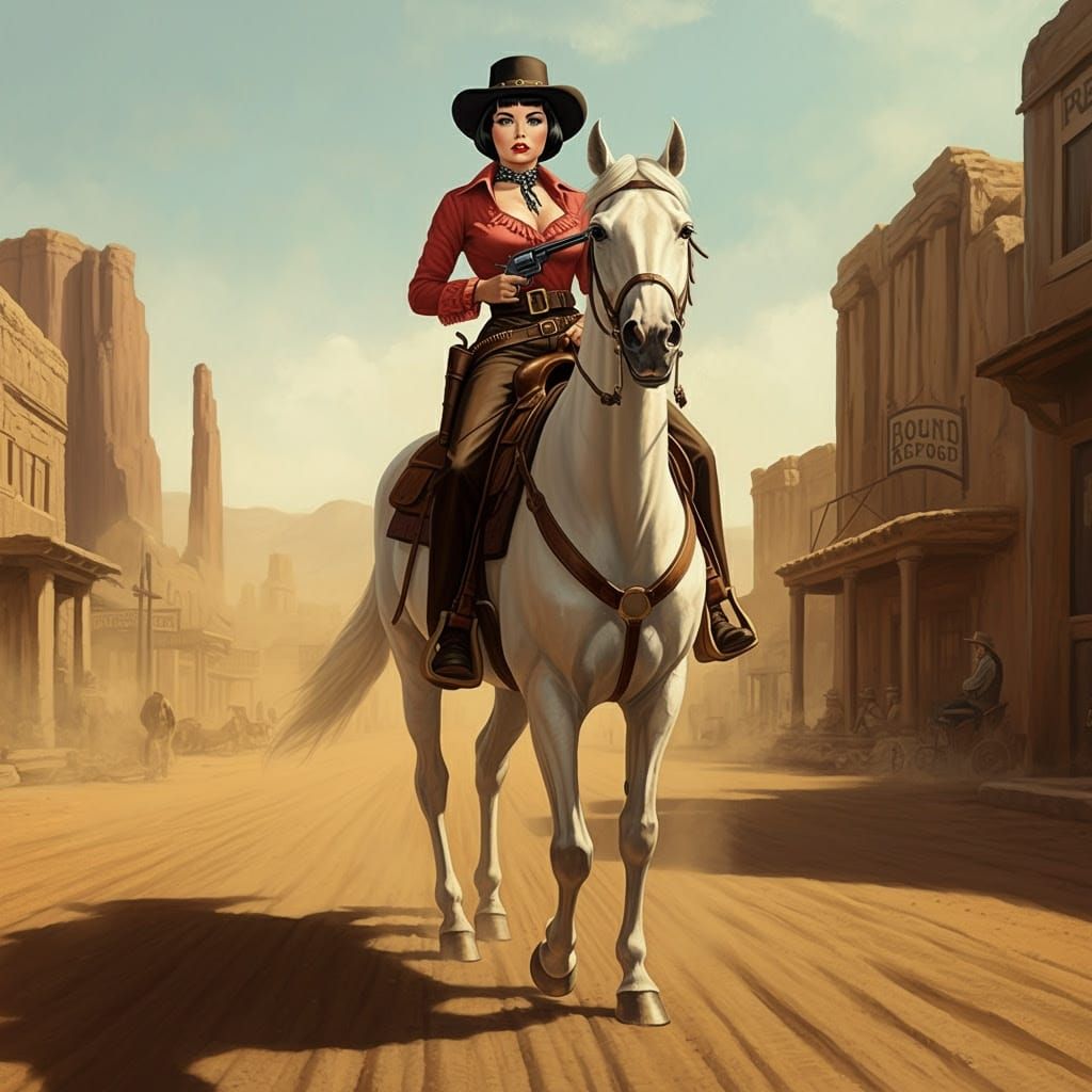 Bettie Page as Old West Gunfighter