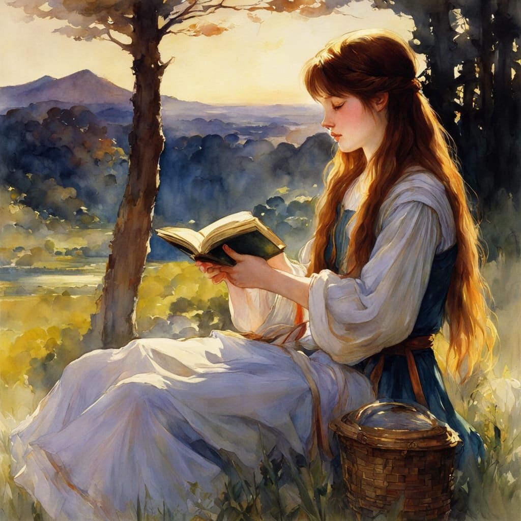 A Scholar in Chiaroscuro, Inspired by Waterhouse