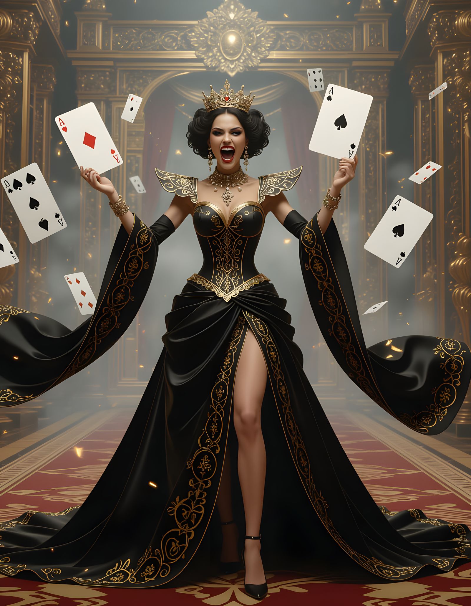 Queen of Clubs Card Transformation in Digital Art Style