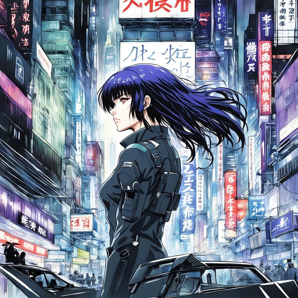 Motoko Kusanagi in Anime Key Visual Style
