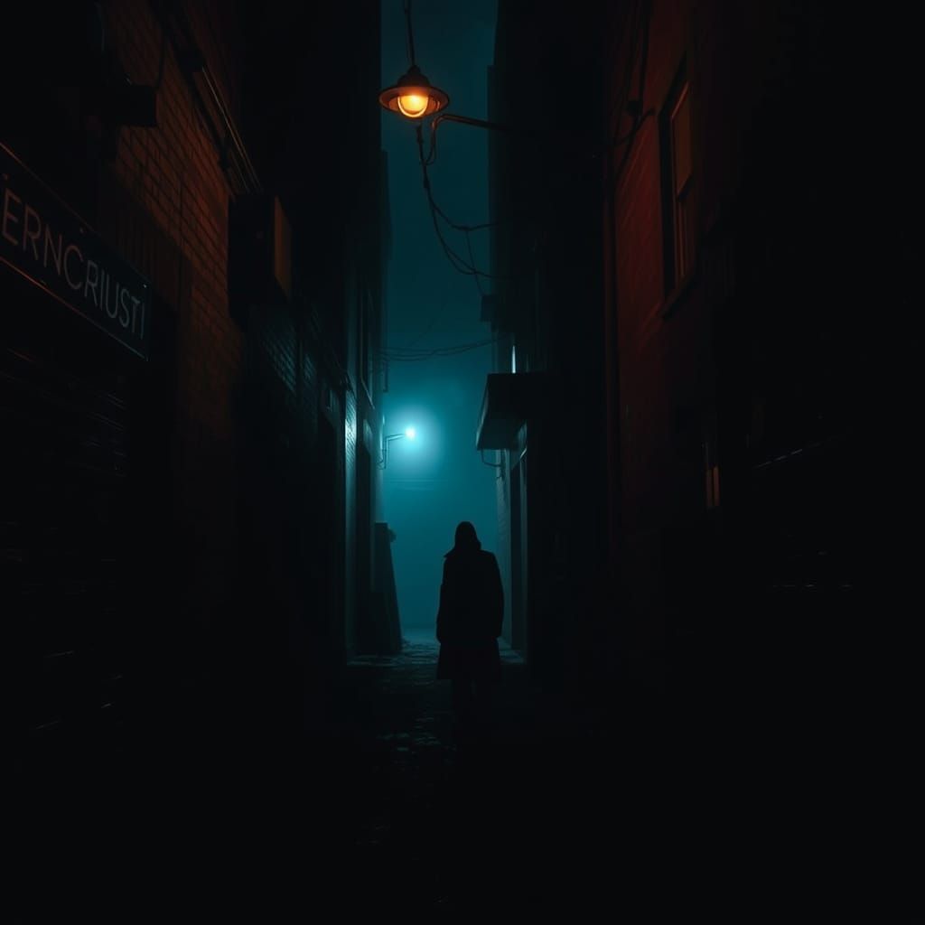 Dramatic Shadows in a Dark Alleyway