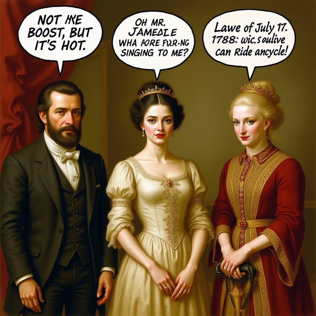 Rococo Salon Scene with Comic Book Bubbles