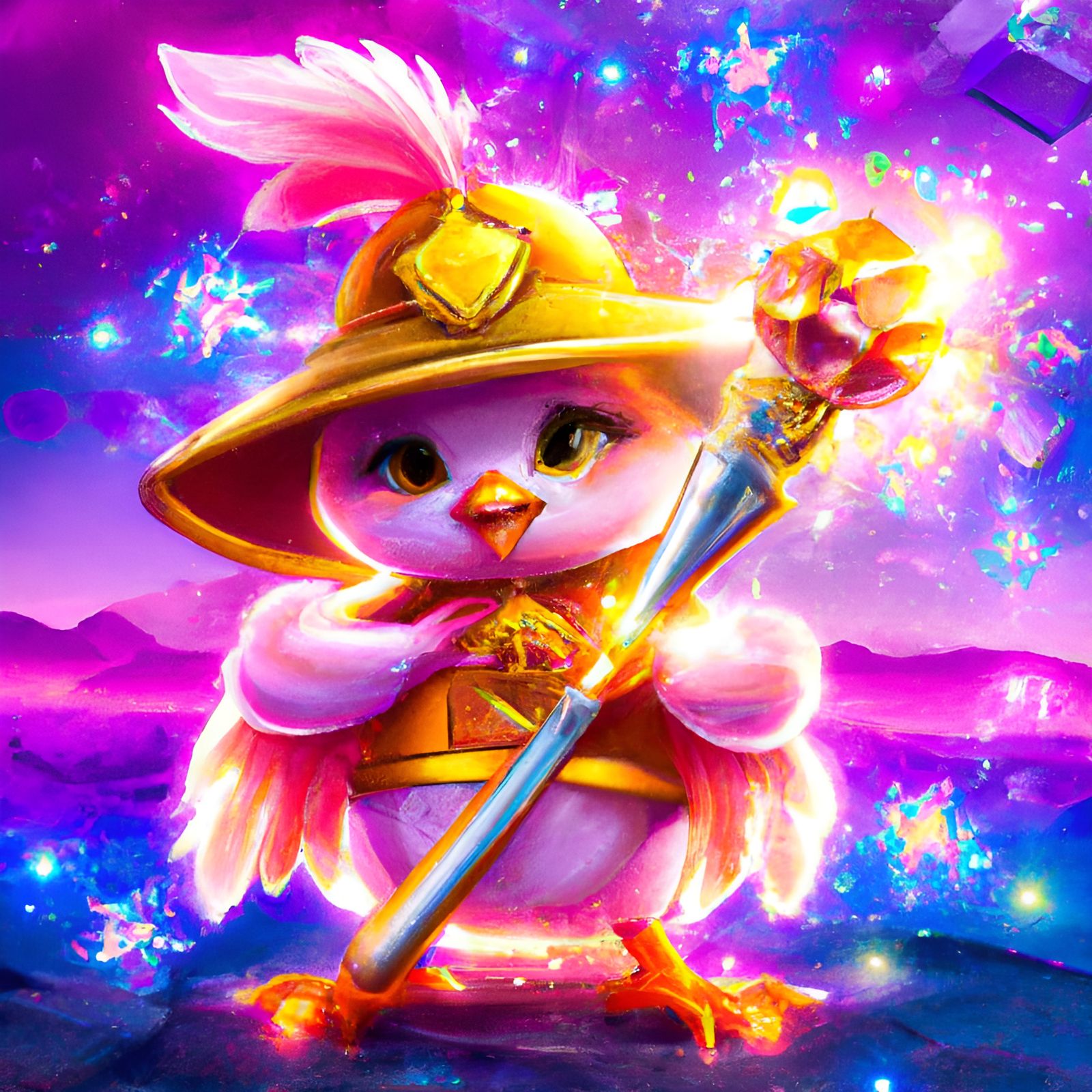 Chibi Chicken Wizard with Candy Weapon