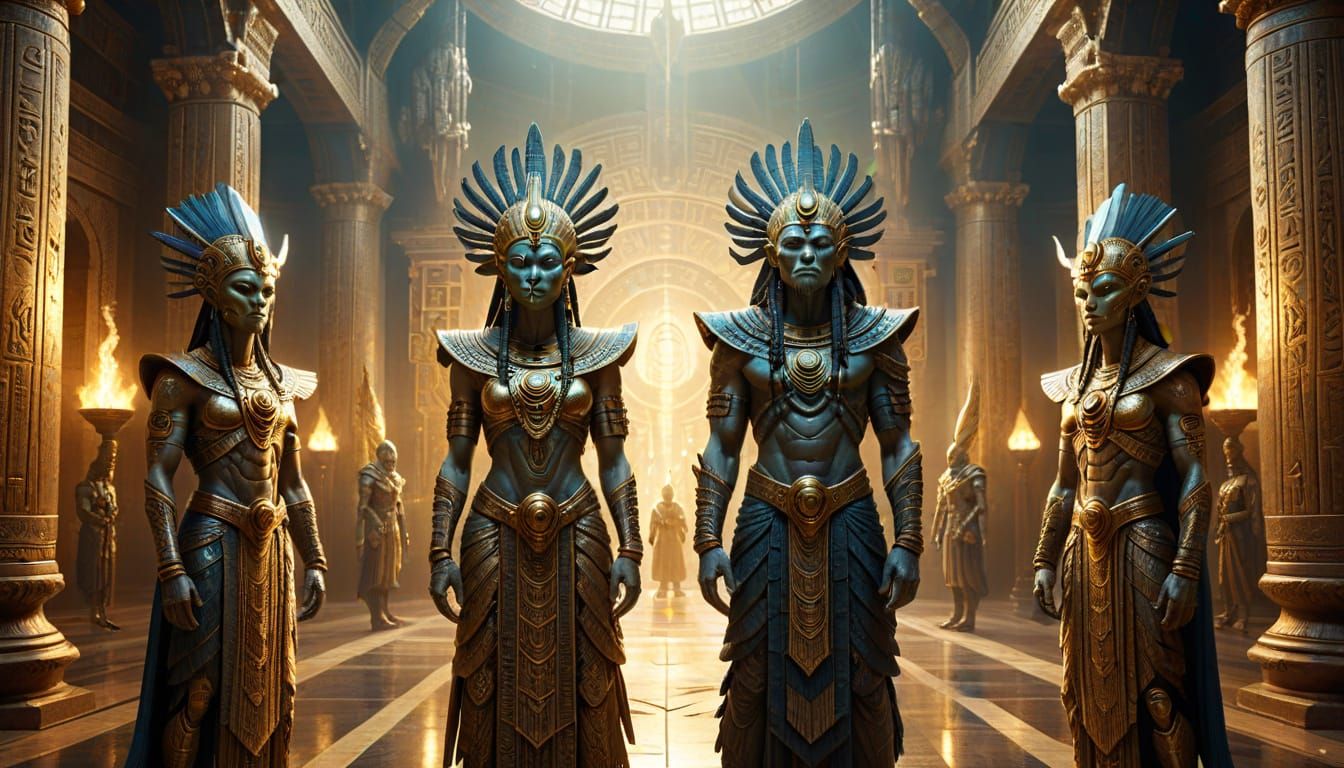 Anunnaki Aliens in Ornate Celestial Hall