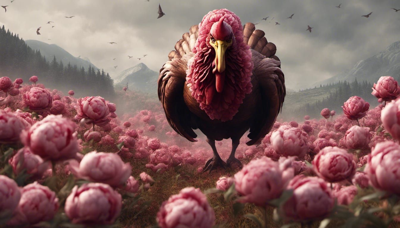 Giant Evil Turkey Terrorizes Humans in Peony Field