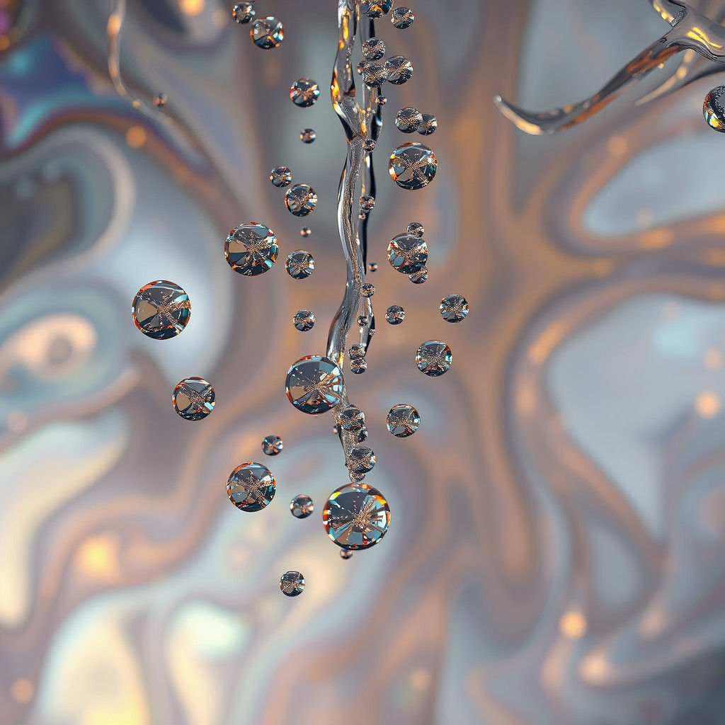 Metallic Water Droplets in Abstract Liquid Landscape