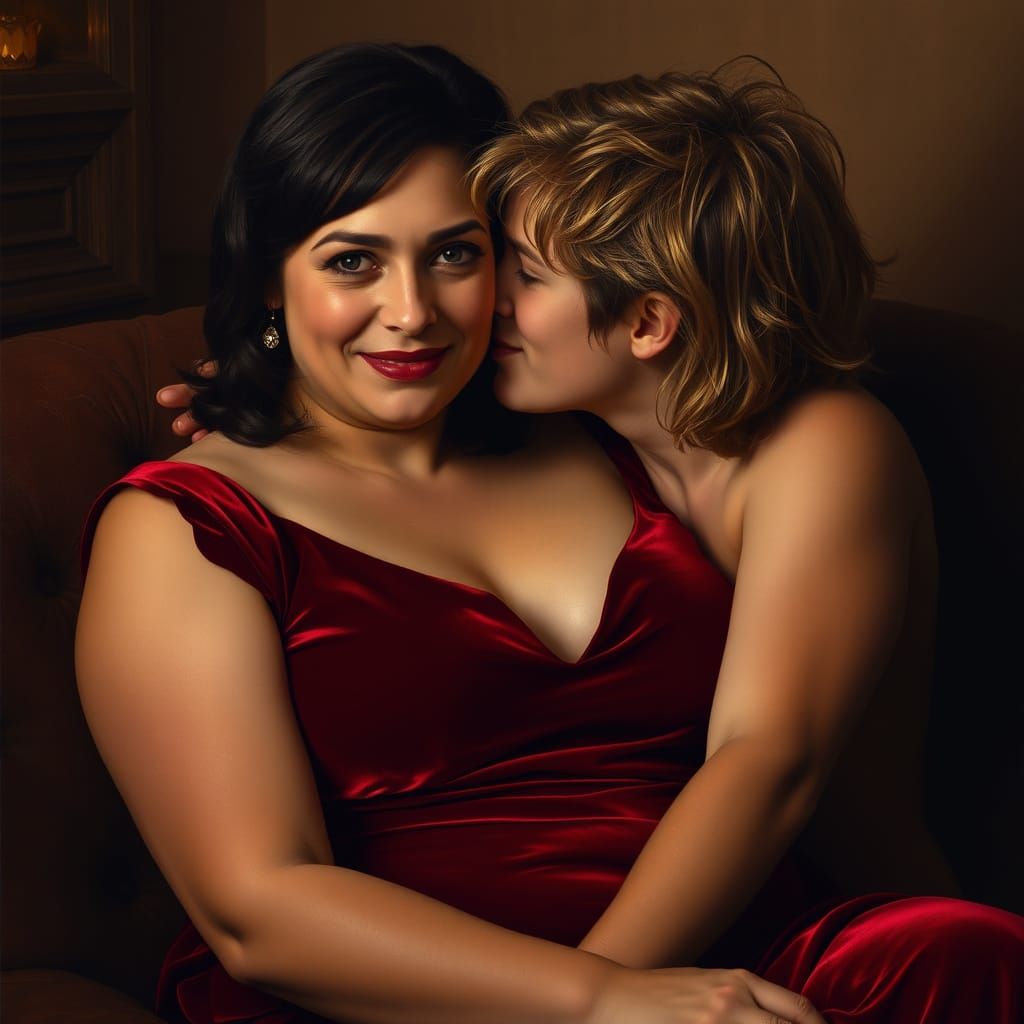 Mama Cass in Rich Velvet, a Portrait of Whimsy and Intimacy