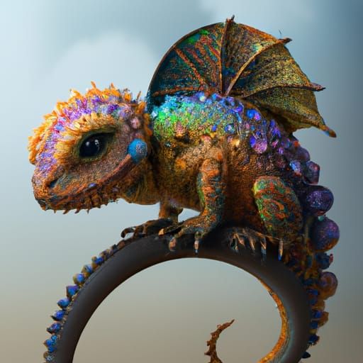 Rainbow Scaled Dragon in Detailed Digital Art