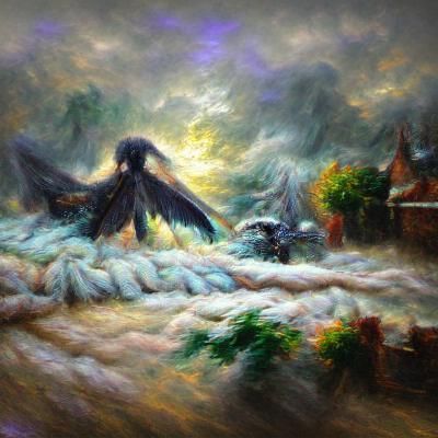Four-Winged Angel of Death in Volumetric Lighting
