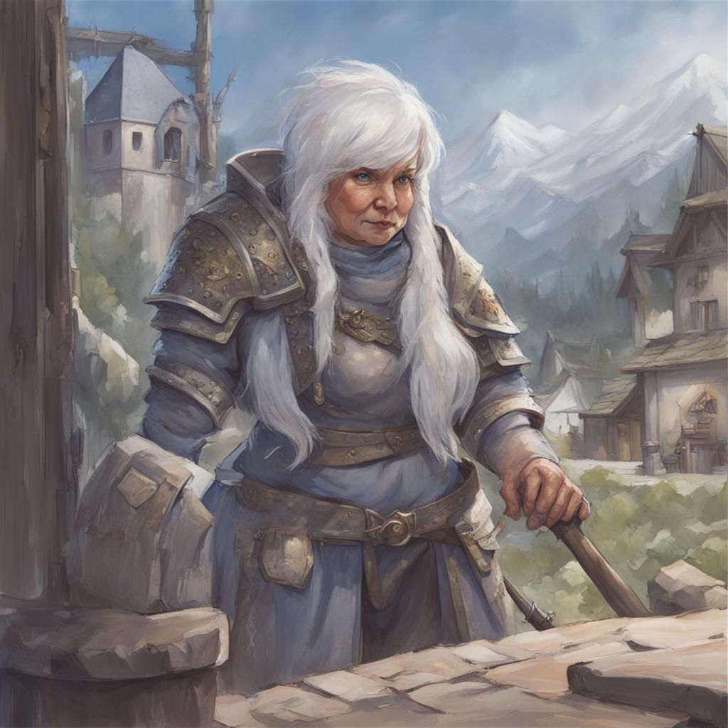 Female Duergar Dwarf Warrior in Town