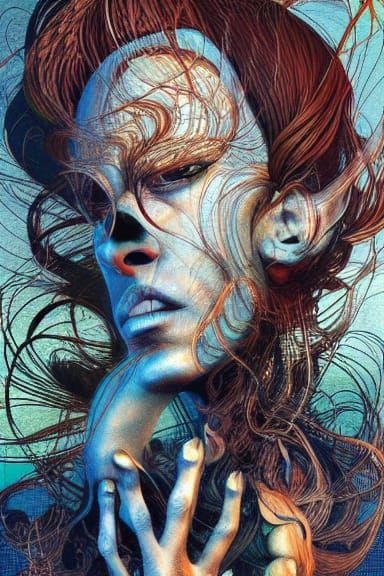 Surreal Portrait with Flowing Hair