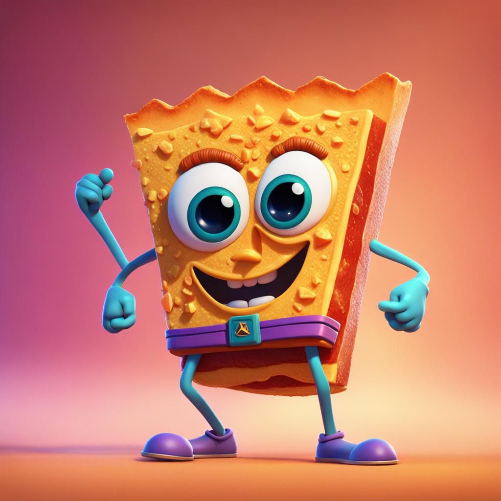 Anthropomorphic Nacho Character Concept Art in 3D