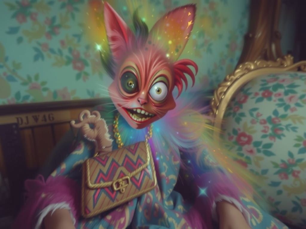 Whimsical Cat Emerges From Enchanted Bag