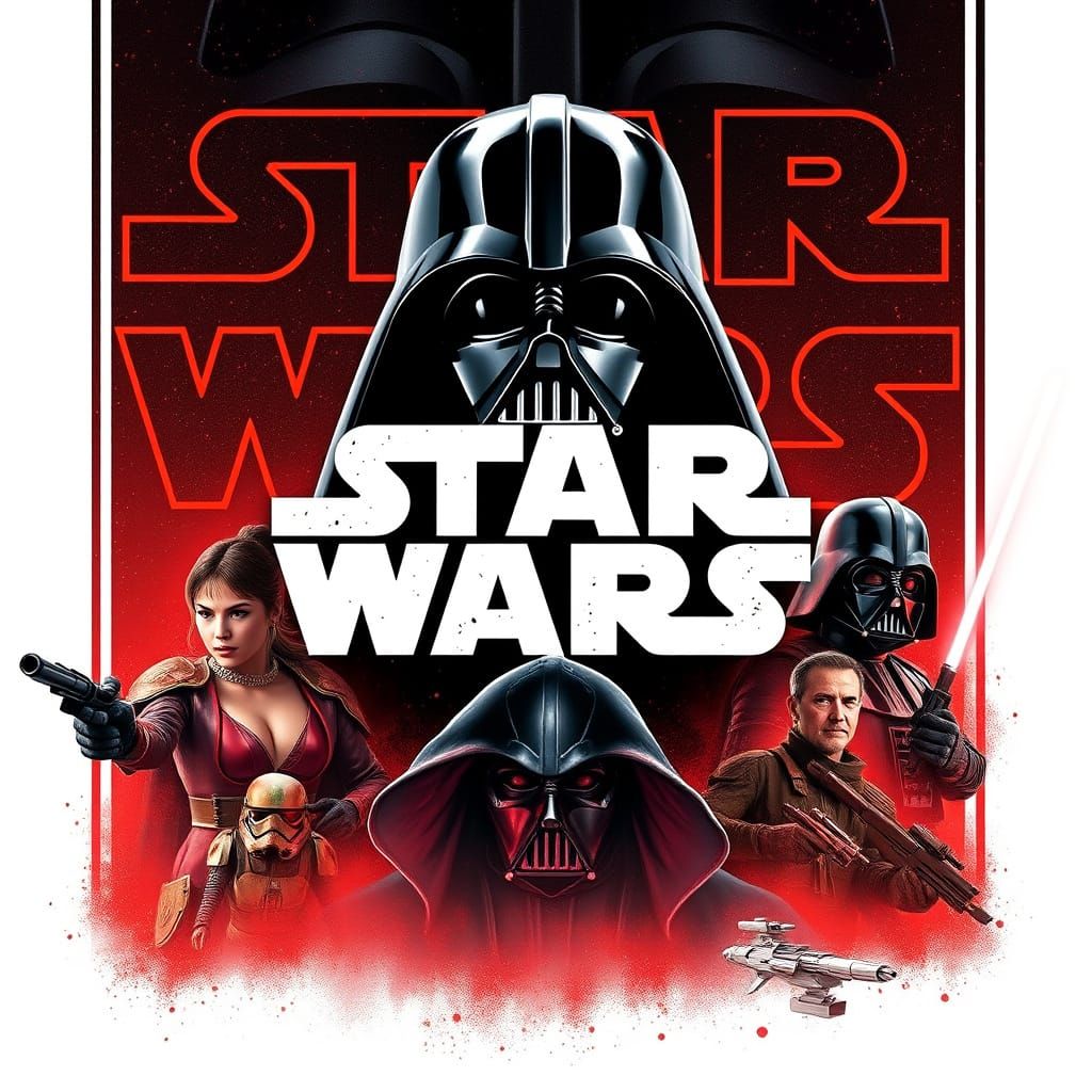 Star Wars Retro 1970s Movie Poster in Anime Style