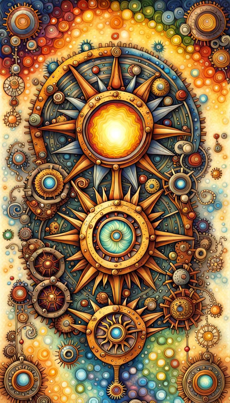 Astral Cascade Harmony Steampunk Engine Multicoloured Cosmic...